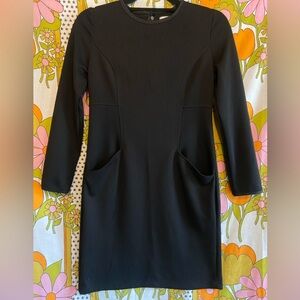 Black Knit Dress with Oversized Statement Pockets